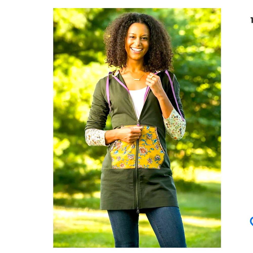 Matilda Jane Patches of Light Tunic Hoodie Long Zip Patchwork Boho Size Medium